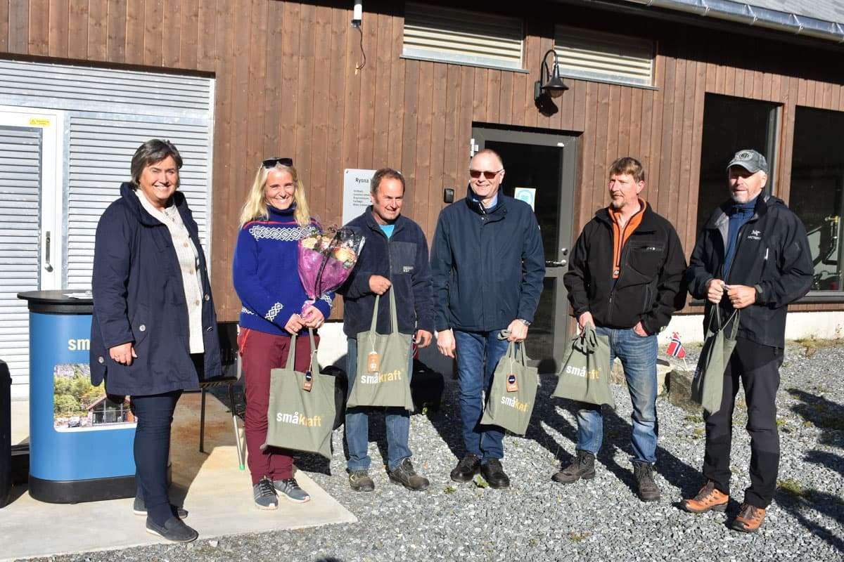 Eli Belsheim, Odd Harald Rogn, Ola Norvald Hagen, Geir Ove Jevne og Per Kristian Borgli ved Rysna kraftverk